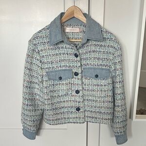 ESQUALO Multicolor Tweed Jacket with Light Blue Trim